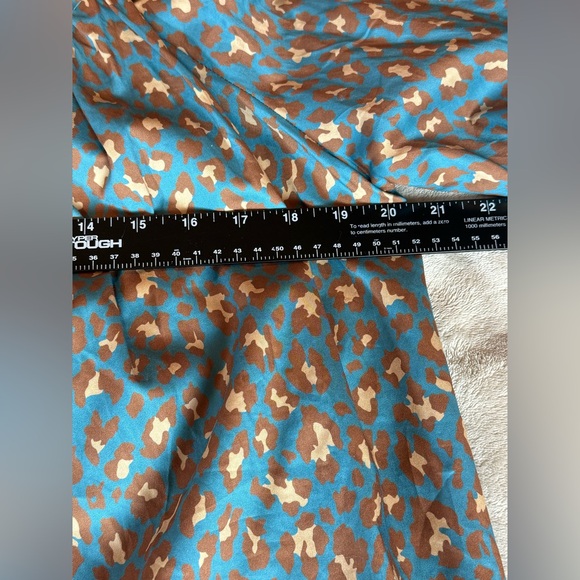 Tyler Boe Teal Leopard Print Smocked Peasant Top Brown Flower Buttons Sz M - Picture 9 of 12
